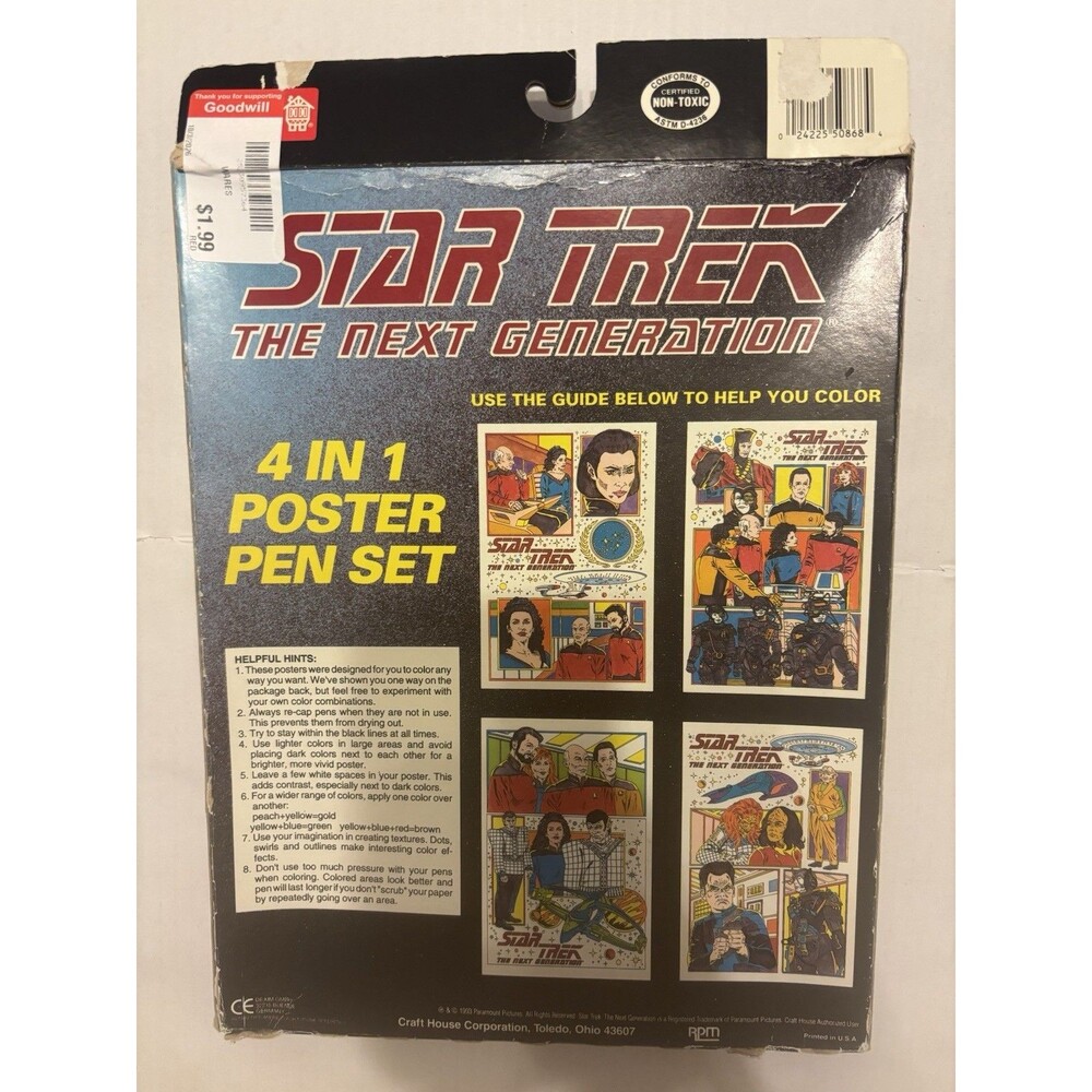 Craft House Star Trek The Next Generation Vintage 4-in-1 Poster Pen Set - Picture 11 of 11